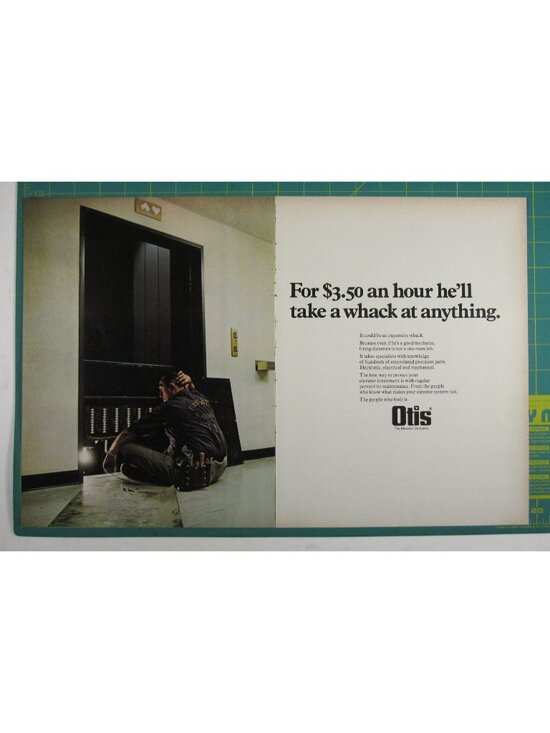 Print Ad Otis Elevator Co Maintenance Safety Professional 2 PG Vintage 1960s